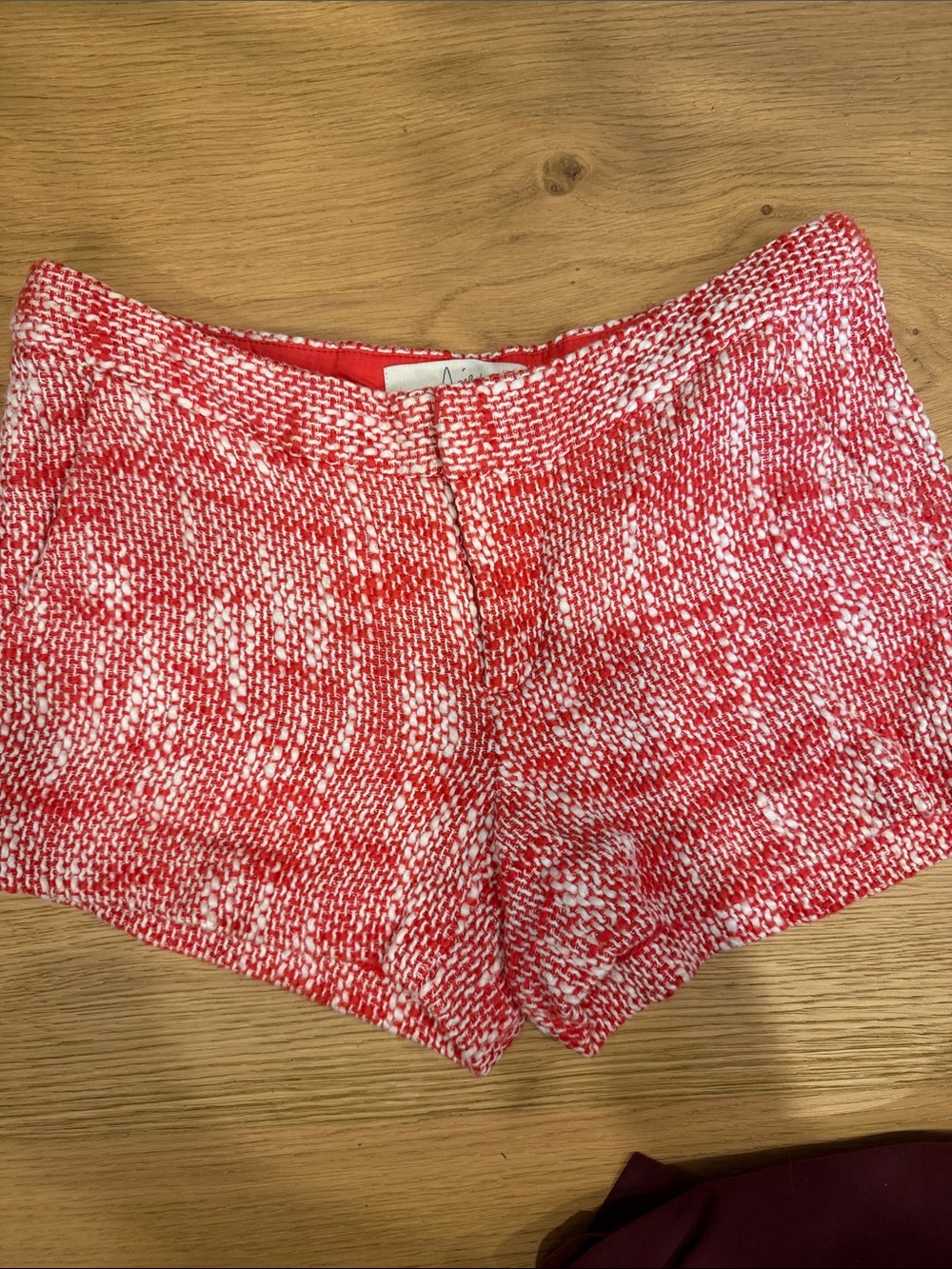 Joie Red and White Knit Mini Shorts